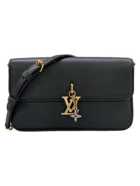 Louis Vuitton Wallet Collection Line on Chain LV Blue Noir Leather Cowhide